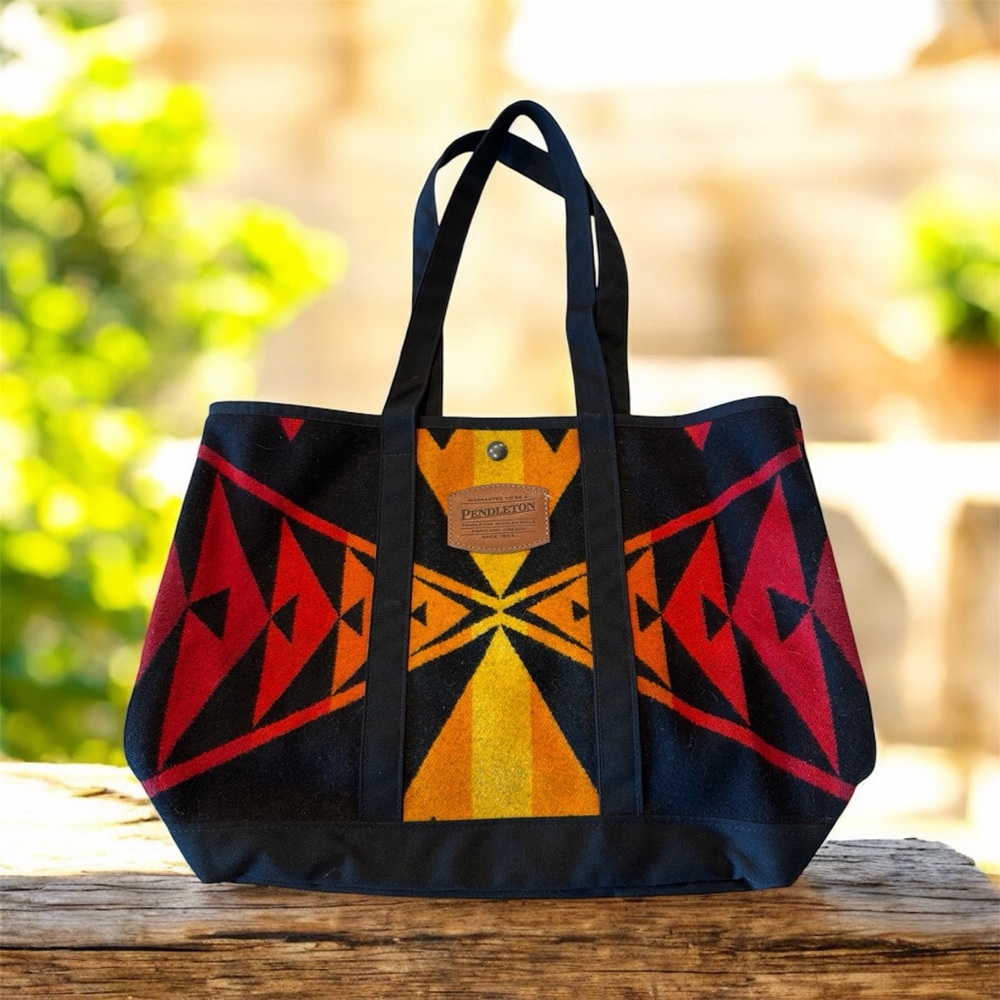 Pendleton Geometric Tote in Black, Red, and Yellow
